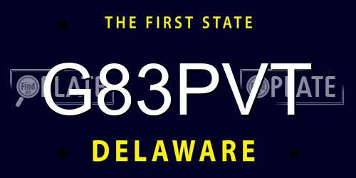 G83PVT Delaware License Plate