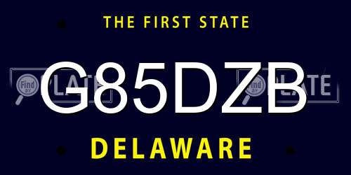 G85DZB Delaware License Plate