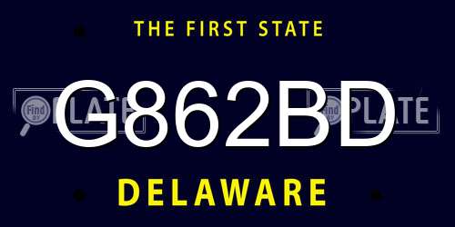 G862BD Delaware License Plate