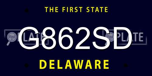 G862SD Delaware License Plate