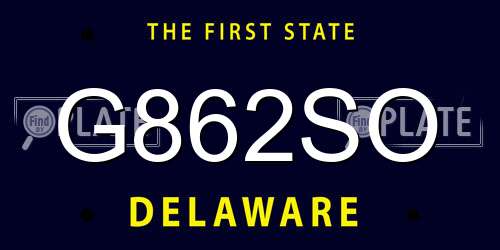 G862SO Delaware License Plate