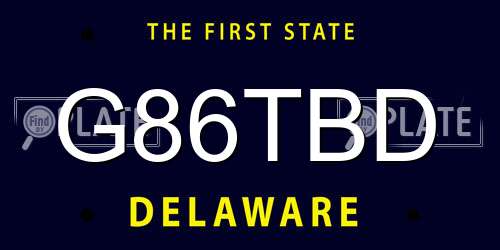 G86TBD Delaware License Plate