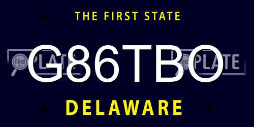 G86TBO Delaware License Plate