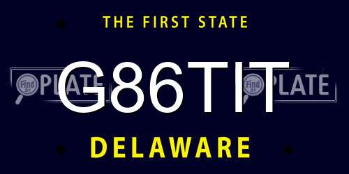 G86TIT Delaware License Plate