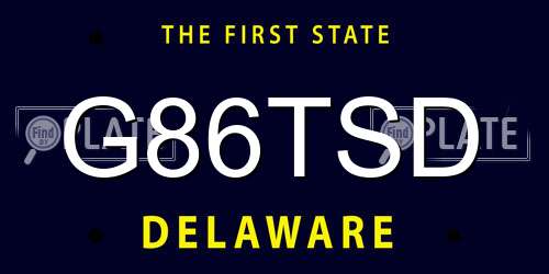 G86TSD Delaware License Plate