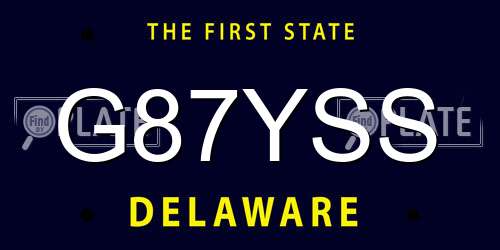 G87YSS Delaware License Plate