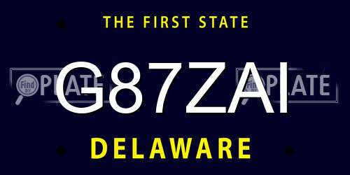 G87ZAI Delaware License Plate
