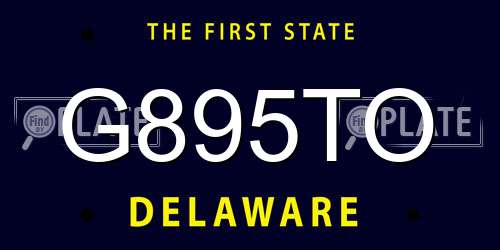 G895TO Delaware License Plate