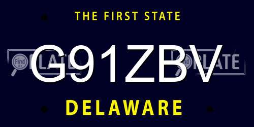 G91ZBV Delaware License Plate
