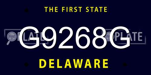 G9268G Delaware License Plate