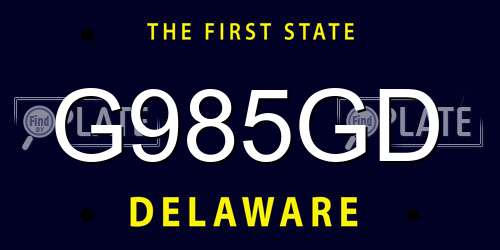 G985GD Delaware License Plate