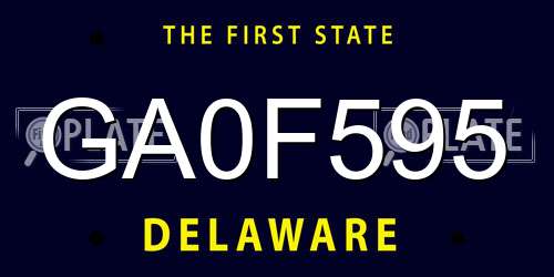 GA0F595 Delaware License Plate