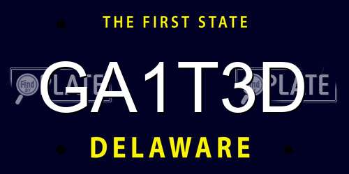 GA1T3D Delaware License Plate