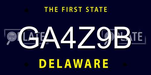 GA4Z9B Delaware License Plate