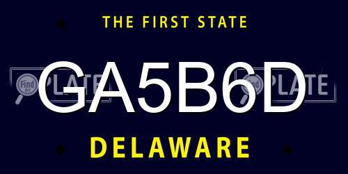 GA5B6D Delaware License Plate