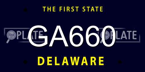 GA660 Delaware License Plate