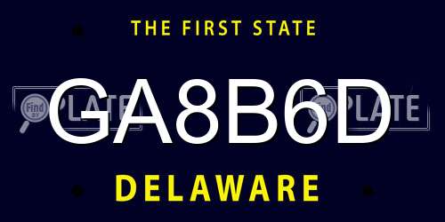 GA8B6D Delaware License Plate
