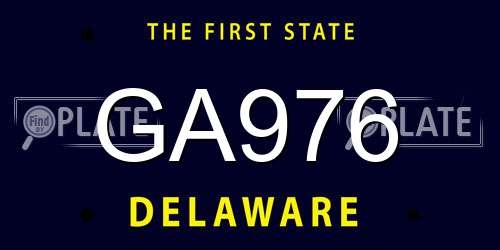 GA976 Delaware License Plate