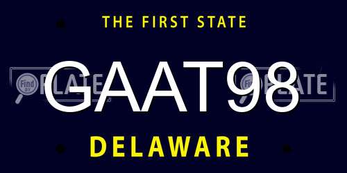 GAAT98 Delaware License Plate