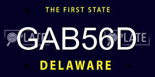 GAB56D Delaware License Plate
