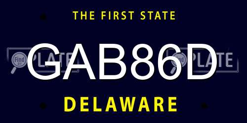 GAB86D Delaware License Plate