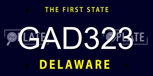 GAD323 Delaware License Plate
