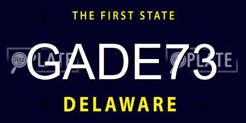 GADE73 Delaware License Plate