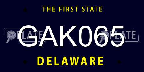 GAK065 Delaware License Plate