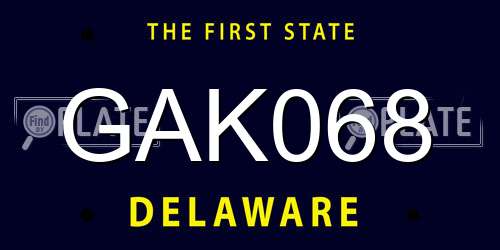 GAK068 Delaware License Plate