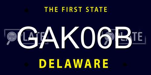 GAK06B Delaware License Plate