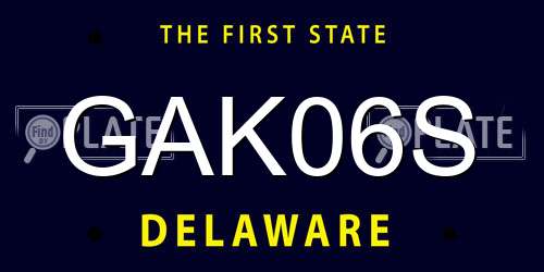 GAK06S Delaware License Plate