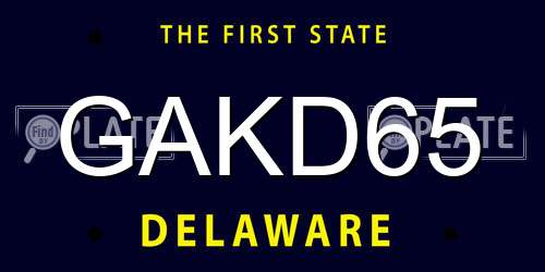 GAKD65 Delaware License Plate