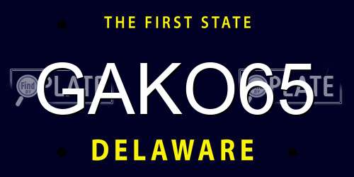 GAKO65 Delaware License Plate