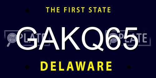 GAKQ65 Delaware License Plate