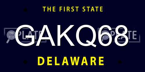 GAKQ68 Delaware License Plate