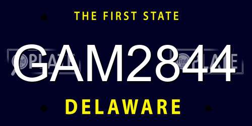 GAM2844 Delaware License Plate