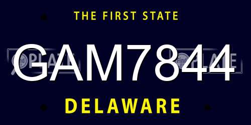 GAM7844 Delaware License Plate