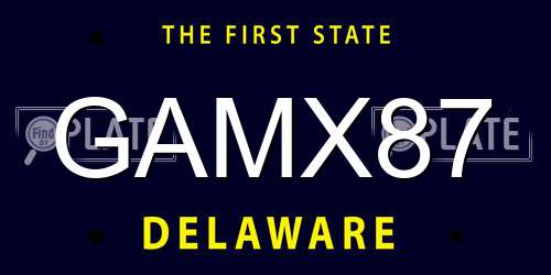 GAMX87 Delaware License Plate