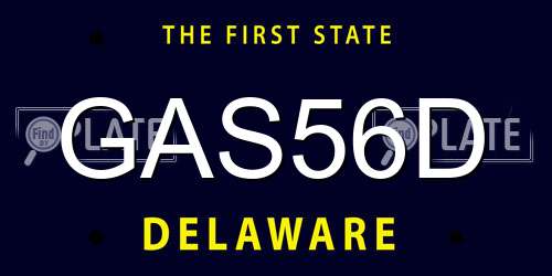 GAS56D Delaware License Plate
