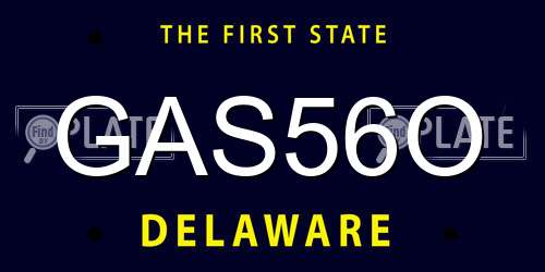 GAS56O Delaware License Plate