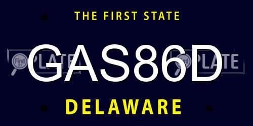 GAS86D Delaware License Plate