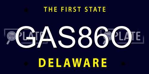 GAS86O Delaware License Plate