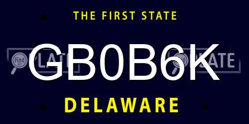 GB0B6K Delaware License Plate