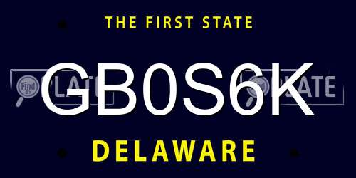 GB0S6K Delaware License Plate