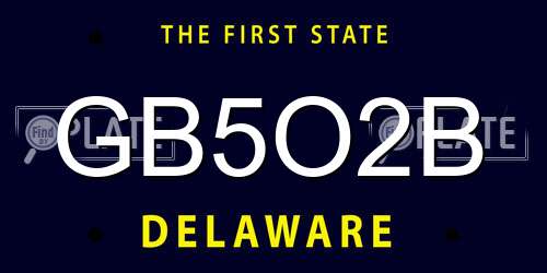 GB5O2B Delaware License Plate