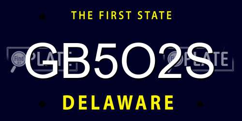 GB5O2S Delaware License Plate