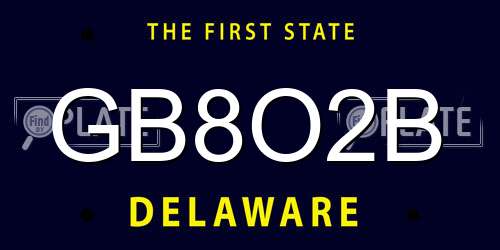GB8O2B Delaware License Plate