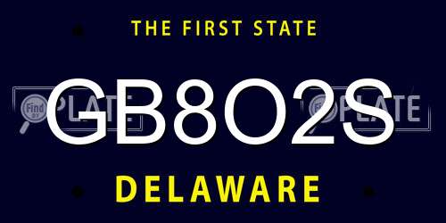 GB8O2S Delaware License Plate