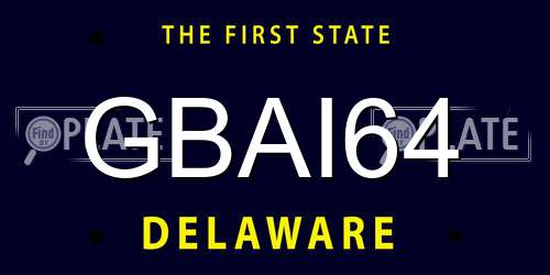 GBAI64 Delaware License Plate