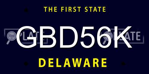 GBD56K Delaware License Plate